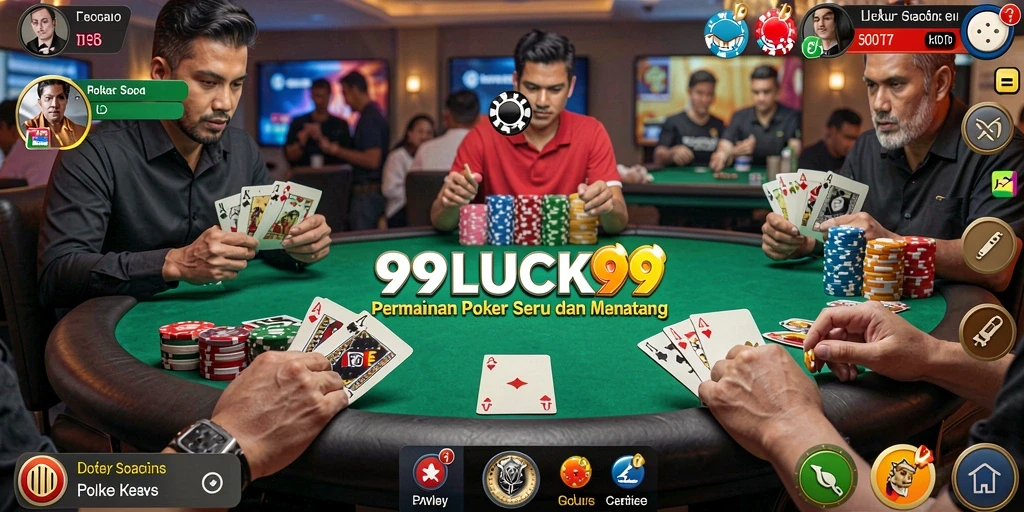 Gameplay 99LUCK99 menampilkan meja Poker yang penuh aksi.