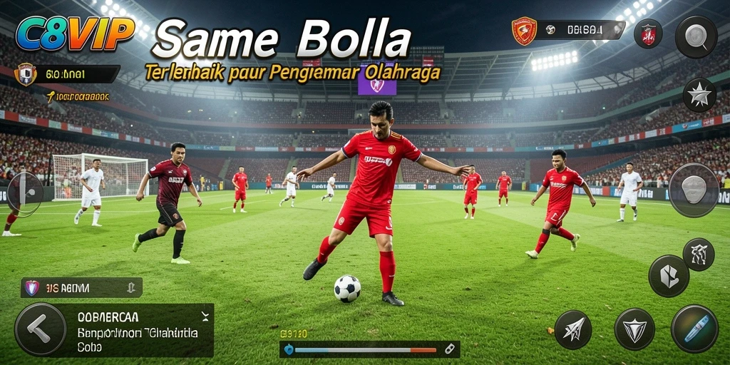 Tampilan gameplay menarik dari C8VIP dengan aksi sepak bola seru.