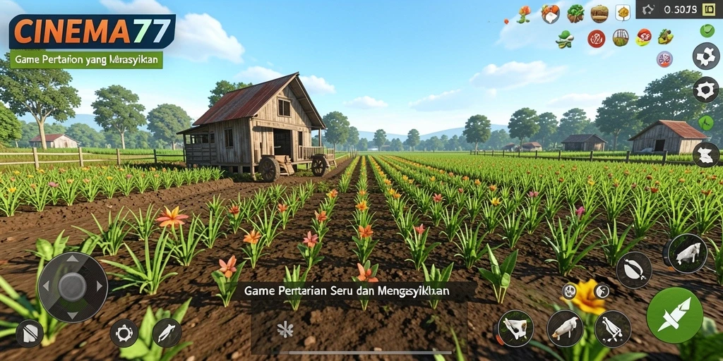 Tampilan gameplay CINEMA77 yang menampilkan aktivitas pertanian yang seru.
