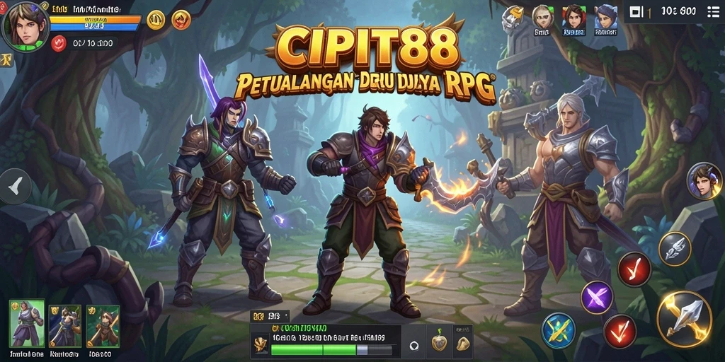 Tangkapan layar utama CIPIT88 menampilkan pertarungan seru dalam gameplay RPG.