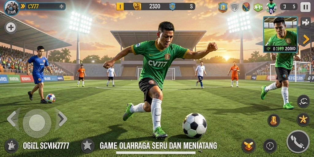 Screenshot gameplay CV777 dengan aksi olahraga yang mendebarkan.