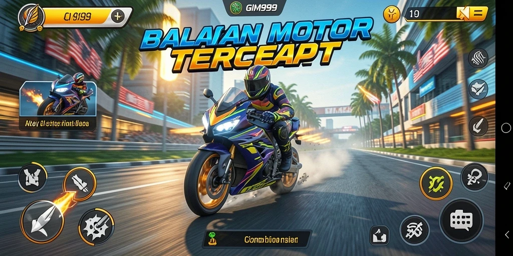 Gameplay balapan motor yang mendebarkan dan penuh aksi.