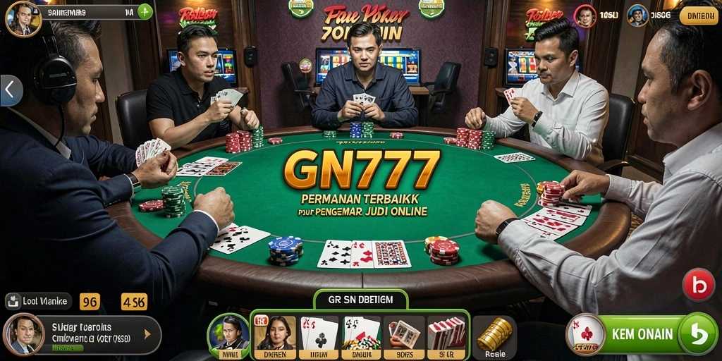 Tampilan gameplay Poker di GN777 yang mendebarkan dan mengasyikkan.