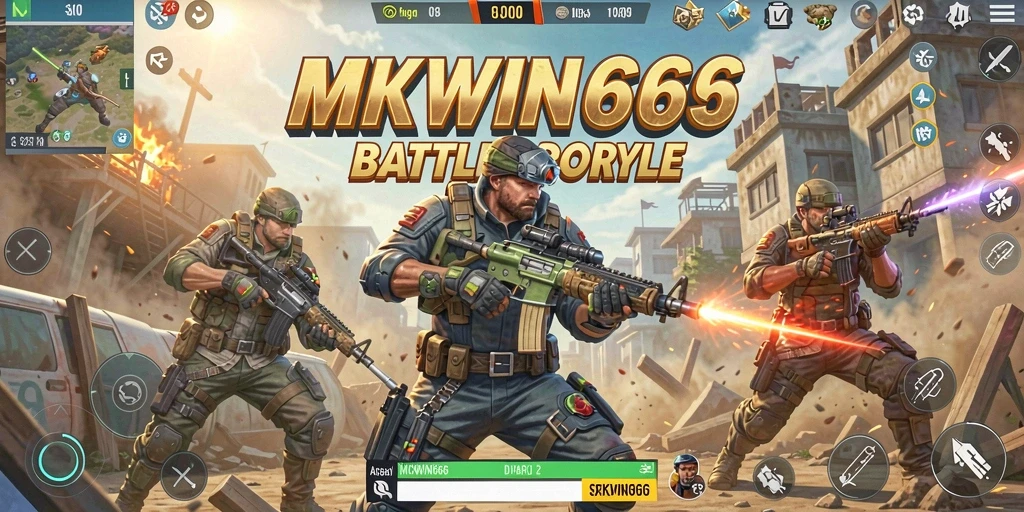 Tampilan gameplay seru dari MKWIN666 dalam mode Battle Royale.