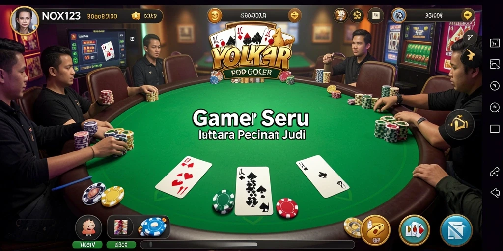 Tampilan menarik gameplay Poker di NOX123 yang mendebarkan.