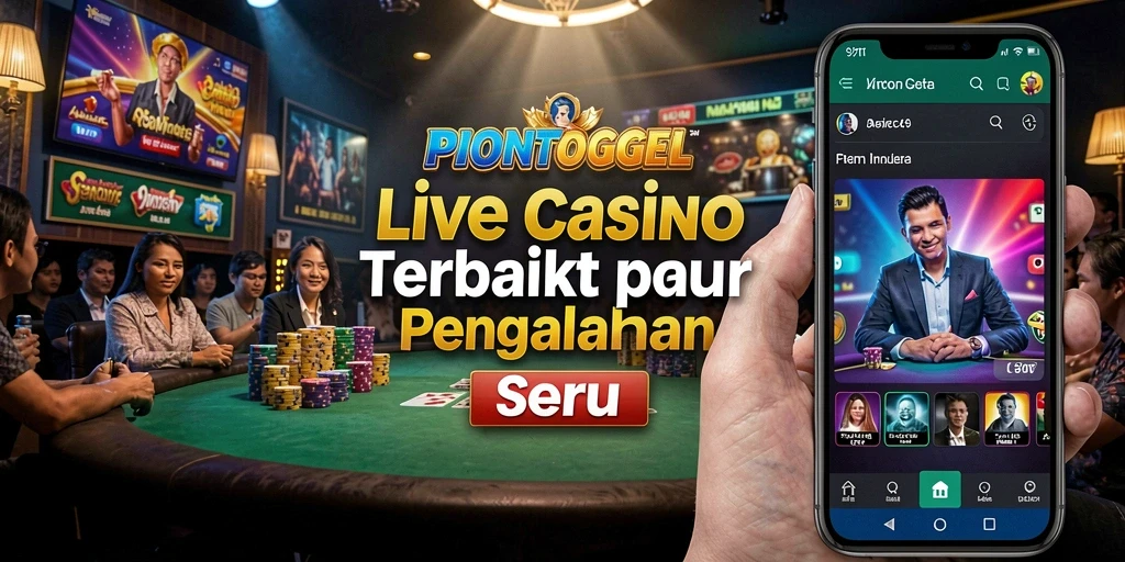Screenshot gameplay PIONTOGEL menampilkan interaksi dealer langsung dalam kasino.