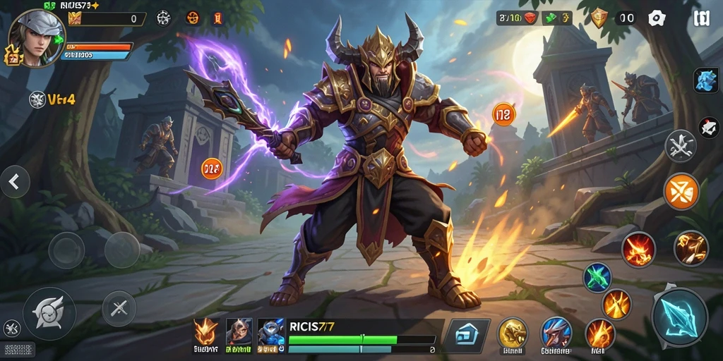 Screenshot gameplay RICIS77 menampilkan pertempuran strategi yang intens.