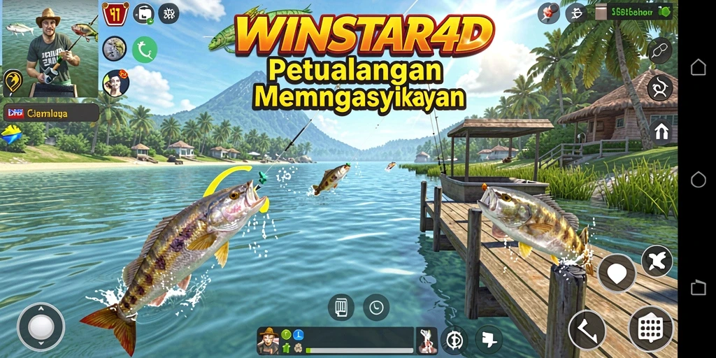 Tampilan gameplay WINSTAR4D yang menampilkan keseruan memancing.