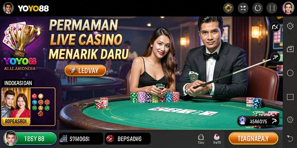 Tampilan menarik dari gameplay kasino langsung YOYO88 dengan dealer profesional.